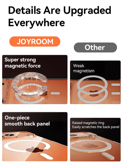Joyroom capa magnética para iphone 17 16 pro max capa anti amarela transparente para iphone 17 pro carregador sem fio capa fina
