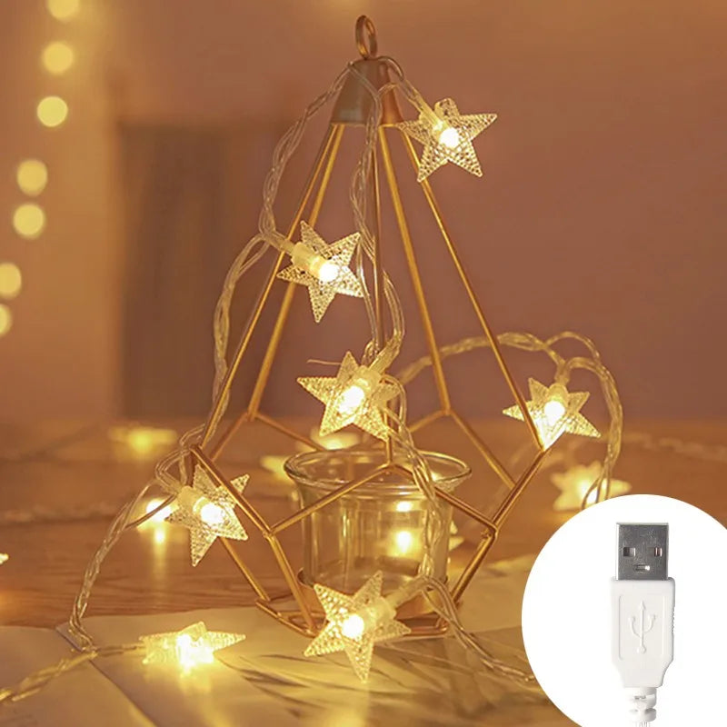 Led estrela luzes de fadas ao ar livre luzes corrente guirlanda lâmpada luzes da corda festa casa casamento terraço jardim decoração natal