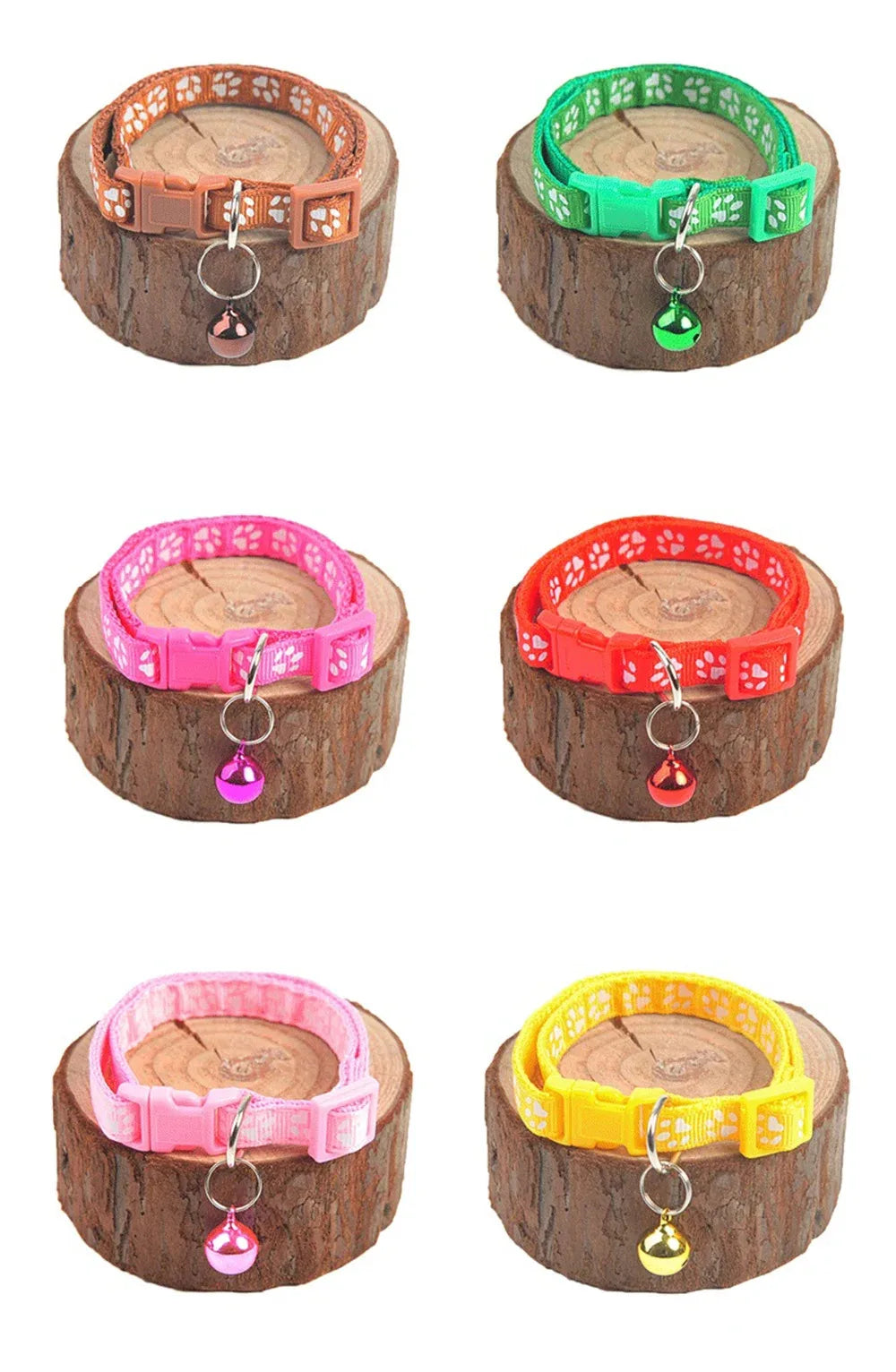 1/6/18pcs Pet Collar With Bell, Cartoon Footprints, Colorful Dog And Cat Collar, Adjustable Bell Ring Necklace, Pet Accessories