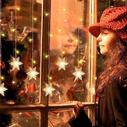 3.2m natal floco de neve cortina luzes da corda interior luz de natal casamento festa em casa ano novo led lâmpadas de natal beiral decoração