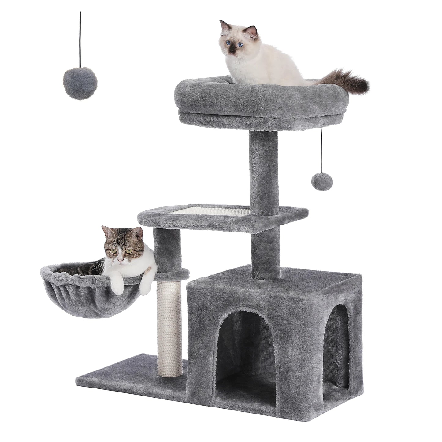 Árvore para gatos torre para gatos internos 2 estilos árvore de atividades para gatos com postes para arranhar gatos rede grande e poleiro superior removível cinza