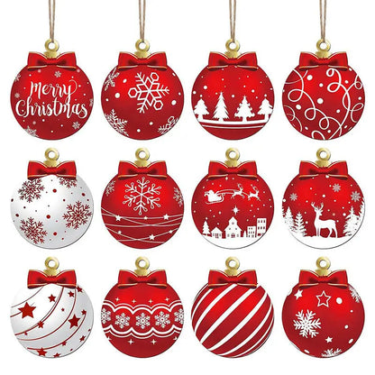 2025 Wooden Christmas Ornaments Hanging Decorations Xmas Ball Pendant DIY Christmas Tree Craft Decor for Home New Year Gifts
