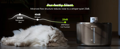 Wireless Cat Water Fountain Stainless Steel 135floz/4L Battery Operated Automatic Cordless Cat Water Dispenser Pet Fountain