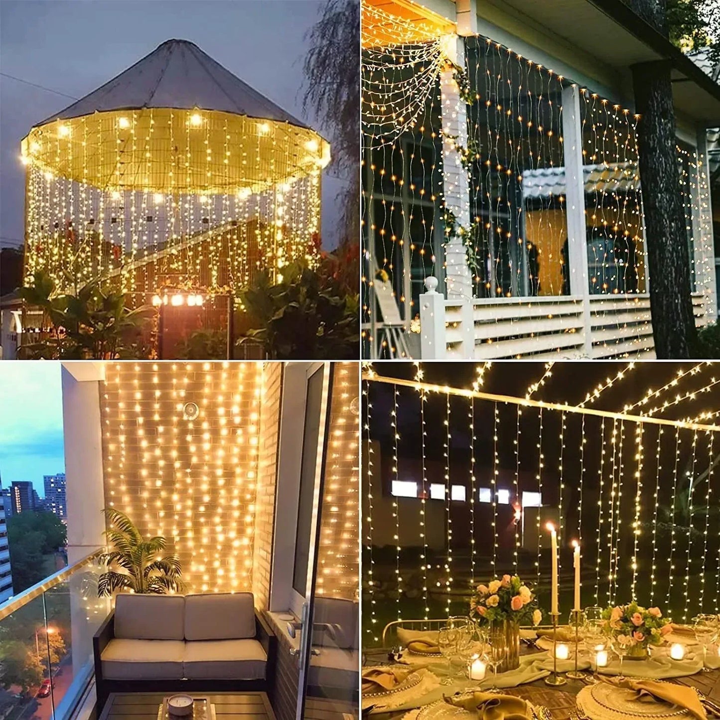 Outdoor Solar Curtain String Lights Garden Home Christmas Decoration 2025 Summer Wedding Party Decor Festoon Fairy Garland Lamp