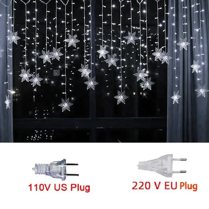 3.2m flocos de neve de natal led luzes da corda piscando luzes da cortina de fadas à prova dwaterproof água para festa de férias casamento decoração de natal