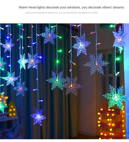3.2m flocos de neve de natal led luzes da corda piscando luzes da cortina de fadas à prova dwaterproof água para festa de férias casamento decoração de natal