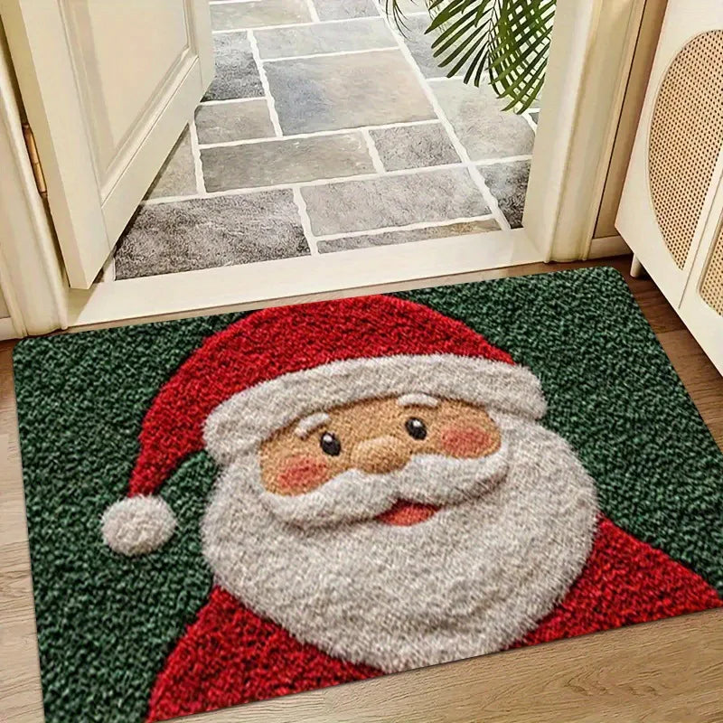 Tapete de porta de natal vermelho papai noel ao ar livre e interior homem de gengibre tapete ano novo 2026 feliz natal decoração para casa pé tapete