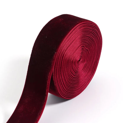 5-10 jardas/rolo fitas de veludo preto vinho cor vermelha única face reunindo webbing para diy artesanato de natal embrulho decoração