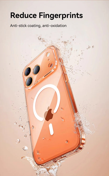 Joyroom capa magnética para iphone 17 16 pro max capa anti amarela transparente para iphone 17 pro carregador sem fio capa fina