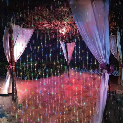 Outdoor Solar Curtain String Lights Garden Home Christmas Decoration 2025 Summer Wedding Party Decor Festoon Fairy Garland Lamp