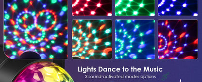 Luz de bola de discoteca led ativada por som rgb com controle remoto rotativa lâmpada de palco dj para casa carro festa clube decoração de natal