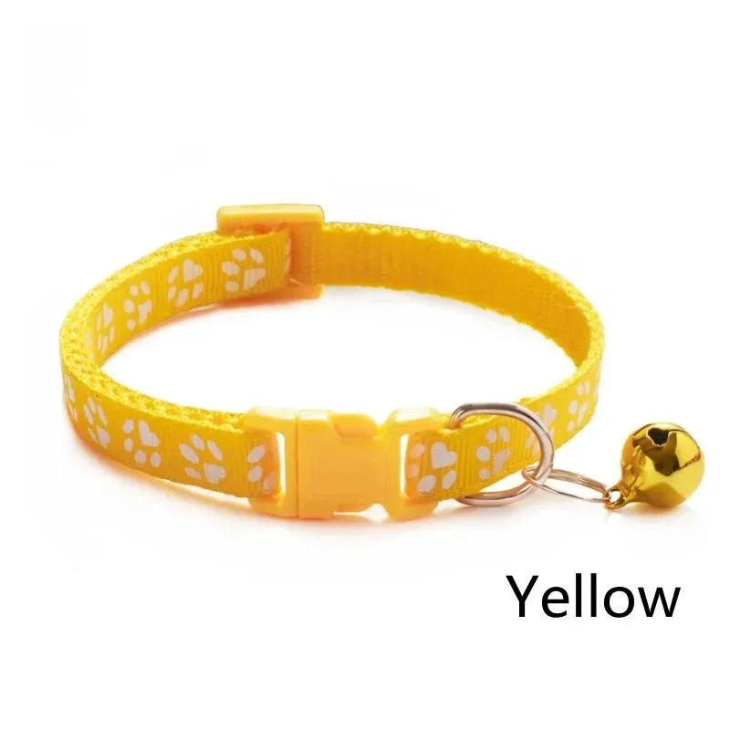 1/6/18pcs Pet Collar With Bell, Cartoon Footprints, Colorful Dog And Cat Collar, Adjustable Bell Ring Necklace, Pet Accessories