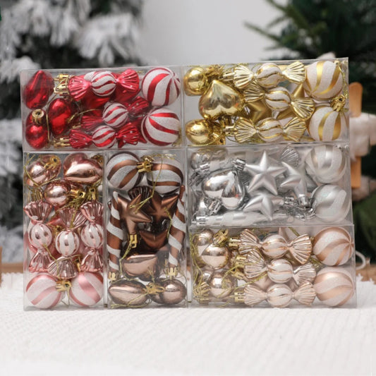 Christmas Balls Ornaments Xmas Tree Hanging Pendant Heart Candy Star ShapedHome Decoration 2024 Navidad New Year Gifts 2025