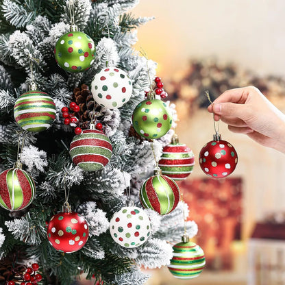 Christmas Ornaments 12Pcs Red Green Christmas Decoration Christmas Balls Xmas Tree Decor Festive Ornaments Holiday Decor