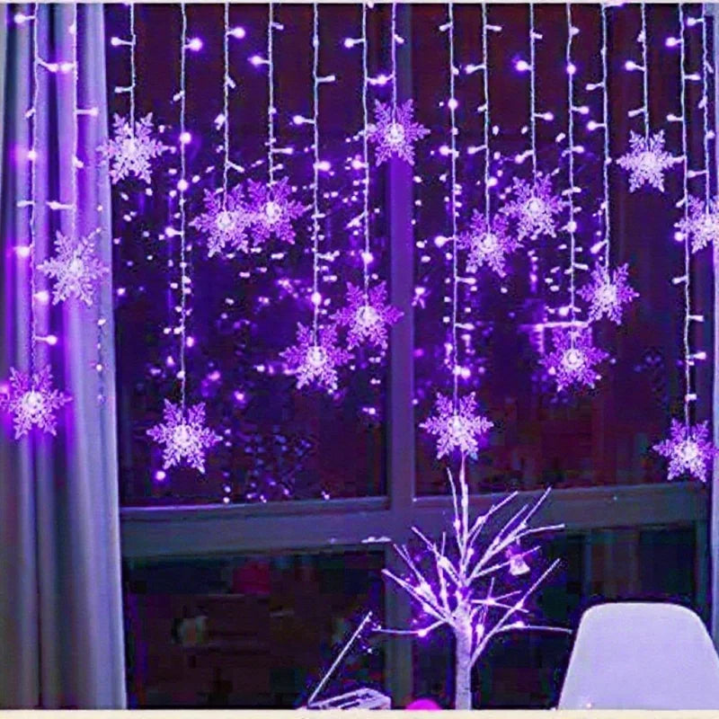 3.2m natal floco de neve cortina luzes da corda interior luz de natal casamento festa em casa ano novo led lâmpadas de natal beiral decoração