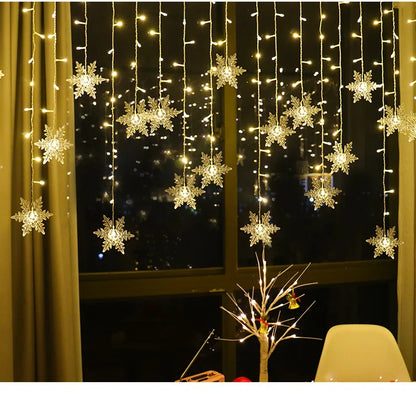 3.2m flocos de neve de natal led luzes da corda piscando luzes da cortina de fadas à prova dwaterproof água para festa de férias casamento decoração de natal