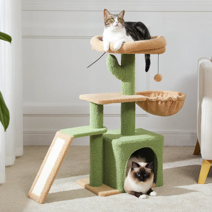 Árvore para gatos torre para gatos internos 2 estilos árvore de atividades para gatos com postes para arranhar gatos rede grande e poleiro superior removível cinza