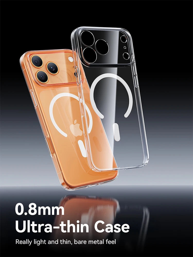 Joyroom capa magnética para iphone 17 16 pro max capa anti amarela transparente para iphone 17 pro carregador sem fio capa fina