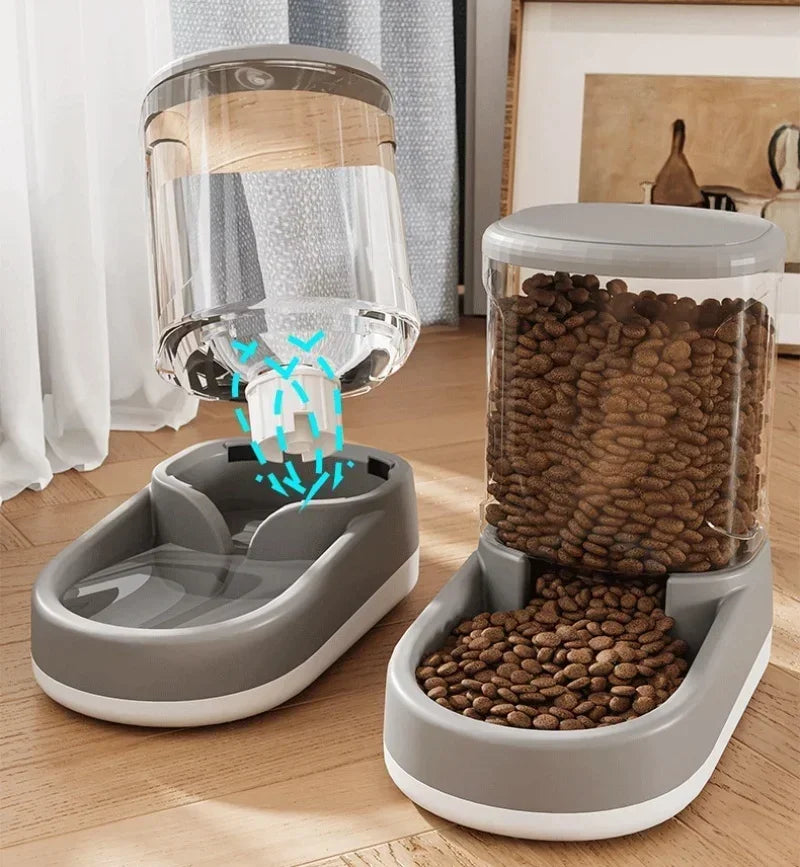 Automatic Pet Water & Food Dispenser - Gravity Flow Feeder for Cats & Dogs